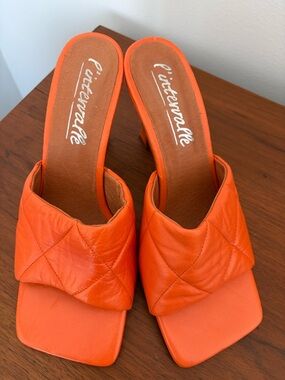 L’Intervalle Orange Quilted Slide Heel